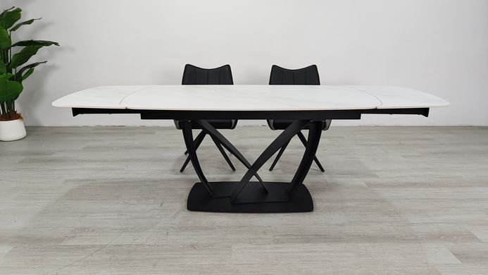 Раскладной стол TYLER CERAMIC Intarsio 160(240)*90 белый мат/черный фотография