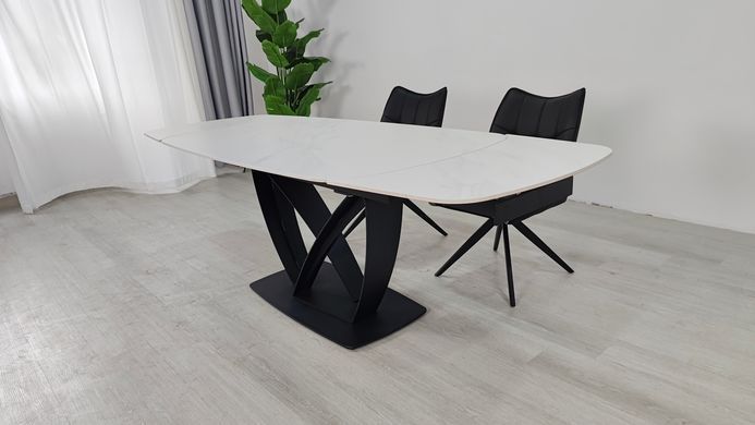 Раскладной стол TYLER CERAMIC Intarsio 160(240)*90 белый мат/черный фотография