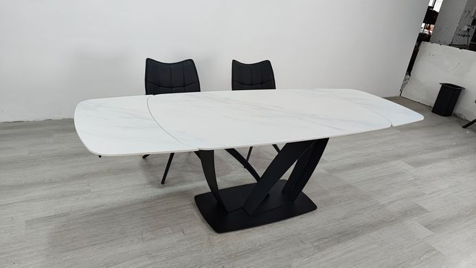 Раскладной стол TYLER CERAMIC Intarsio 160(240)*90 белый мат/черный фотография