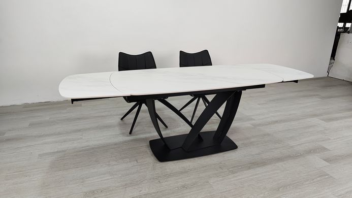 Раскладной стол TYLER CERAMIC Intarsio 160(240)*90 белый мат/черный фотография