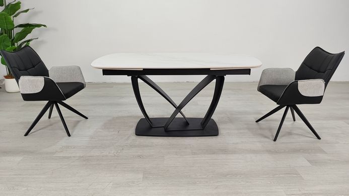 Раскладной стол TYLER CERAMIC Intarsio 160(240)*90 белый мат/черный фотография