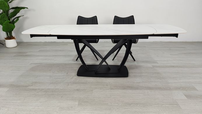 Раскладной стол TYLER CERAMIC Intarsio 160(240)*90 белый мат/черный фотография