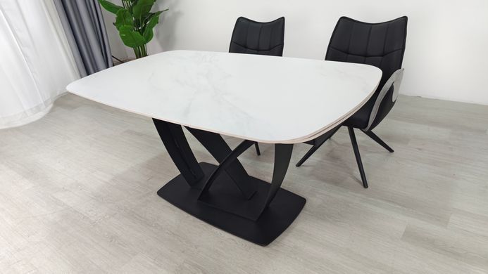 Раскладной стол TYLER CERAMIC Intarsio 160(240)*90 белый мат/черный фотография