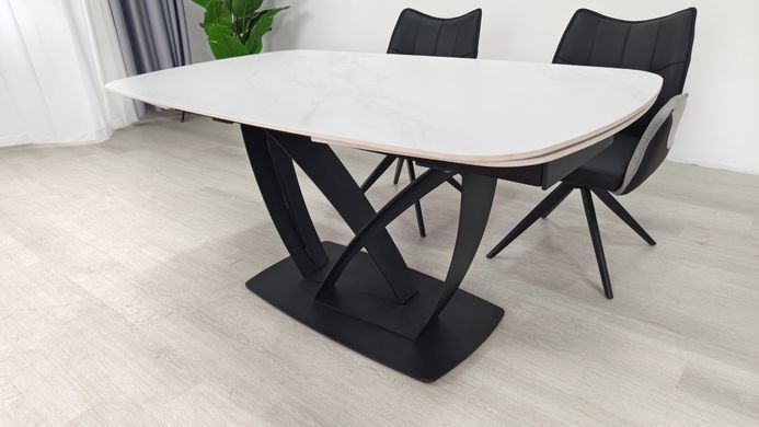Раскладной стол TYLER CERAMIC Intarsio 160(240)*90 белый мат/черный фотография