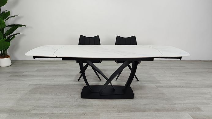 Раскладной стол TYLER CERAMIC Intarsio 160(240)*90 белый мат/черный фотография