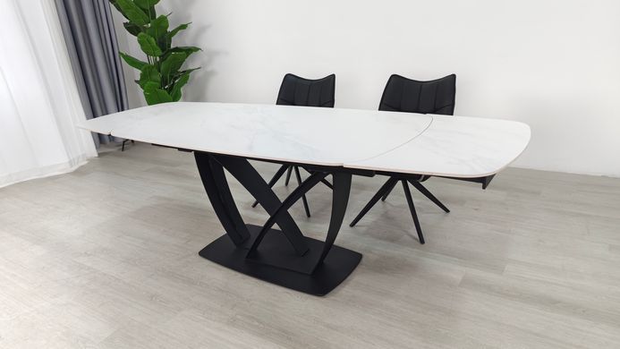 Раскладной стол TYLER CERAMIC Intarsio 160(240)*90 белый мат/черный фотография