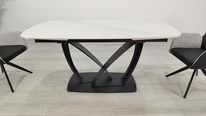 Раскладной стол TYLER CERAMIC Intarsio 160(240)*90 белый мат/черный фотография