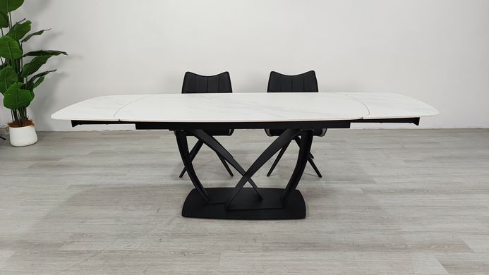 Раскладной стол TYLER CERAMIC Intarsio 160(240)*90 белый мат/черный фотография