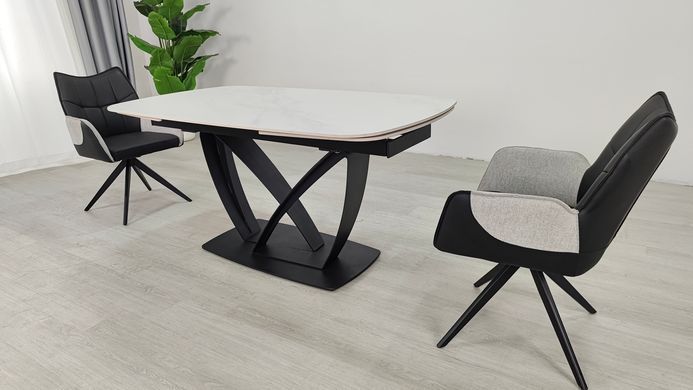 Раскладной стол TYLER CERAMIC Intarsio 160(240)*90 белый мат/черный фотография