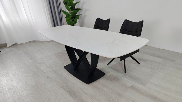 Раскладной стол TYLER CERAMIC Intarsio 160(240)*90 белый мат/черный фотография