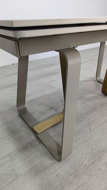 Стіл розкладний BIANCO LUXE CERAMIC Intarsio 160(240)*90 білий мат/білий+золото фотографія