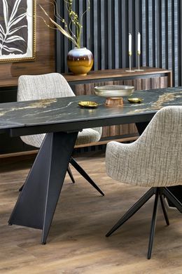 Стол раскладной ARMANI Halmar 165(241)x90 Черный Мрамор/Черный фотография