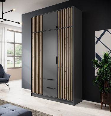 Тумба-надставка Perfect Home Нелли / Nelly 4D 4-дверная Графит/дуб артизан фотография