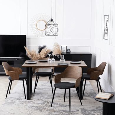 Комплект стол MEBEL ELITE GLOS 135х80 см Дуб Рустик / Черный +4 стула ORBI Черный/орех фотография