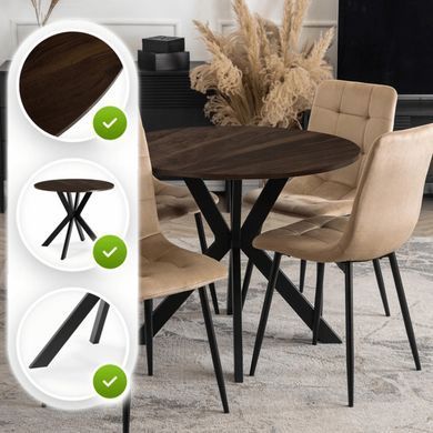 Стол MEBEL ELITE LAUREN 80X80 Орех/черный фотография
