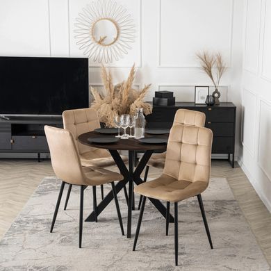 Стол MEBEL ELITE LAUREN 80X80 Орех/черный фотография
