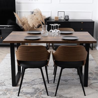 Комплект стол MEBEL ELITE GLOS 135х80 см Дуб Рустик / Черный +4 стула ORBI Черный/орех фотография