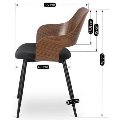 Комплект стол MEBEL ELITE GLOS 135х80 см Дуб Рустик / Черный +4 стула ORBI Черный/орех фотография
