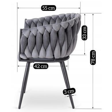 Стул бархатный MEBEL ELITE ELENA Velvet Серый фотография