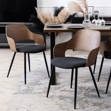 Комплект стол MEBEL ELITE GLOS 135х80 см Дуб Рустик / Черный +4 стула ORBI Черный/орех фотография