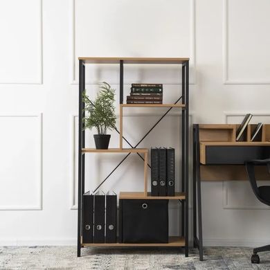 Стелаж MEBEL ELITE TIM Золотий дуб / Чорний фотографія