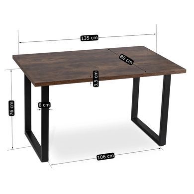Комплект стол MEBEL ELITE GLOS 135х80 см Дуб Рустик / Черный +4 стула ORBI Черный/орех фотография