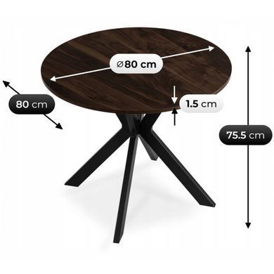 Стол MEBEL ELITE LAUREN 80X80 Орех/черный фотография