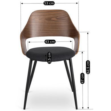 Комплект стол MEBEL ELITE GLOS 135х80 см Дуб Рустик / Черный +4 стула ORBI Черный/орех фотография