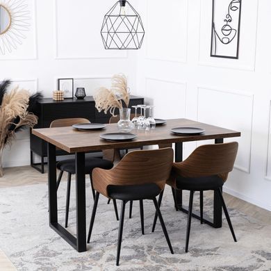 Комплект стол MEBEL ELITE GLOS 135х80 см Дуб Рустик / Черный +4 стула ORBI Черный/орех фотография