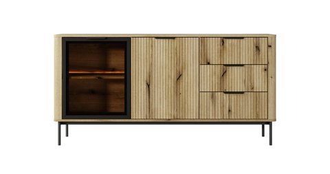 Комод з підсвіткою Perfect Home Вілсон / Wilson 2-дверний з 3 шухлядами 2D3S/163 Дуб евок фотографія
