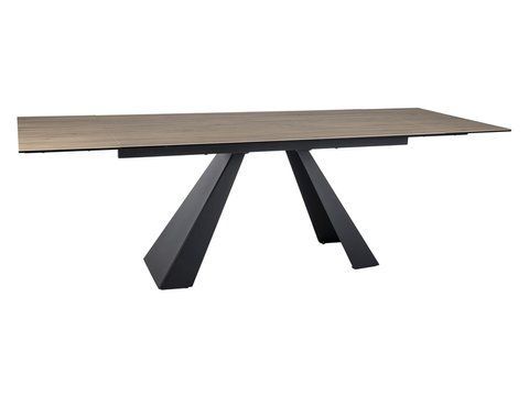 Стол Обеденный SALVADORE CERAMIC BRĄZ SABBIA 160(240)X90 Signal Свет Коричневый Мат / Черный Мат фотография