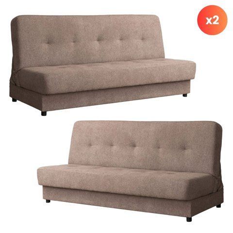 Набір з 2х диванів розкладних MEBEL ELITE ARUBA 188 см Коричневий фотографія