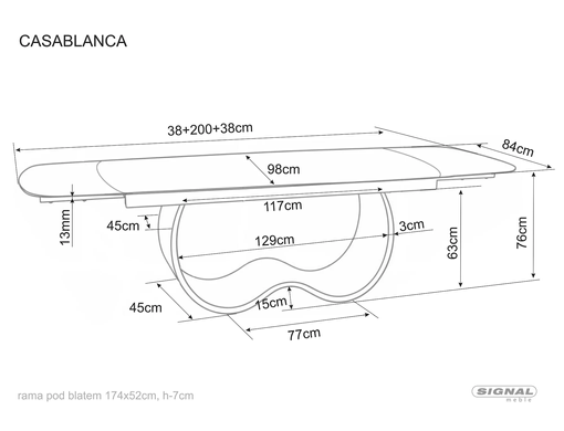Стол Обеденный CASABLANCA Signal 198(274)X98 Беж/медь фотография