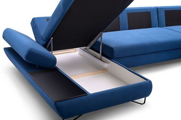 Диван угловой раскладной LOFT III на ножках Perfect Home Польша Синий фотография