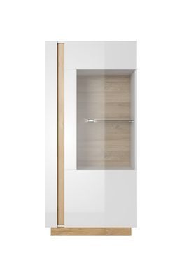 Вітрина низька Perfect Home Арко / Arco 1-дверна 1D1W/72 Білий глянець/дуб грандсон фотографія
