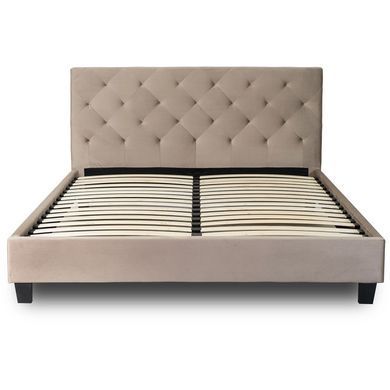 Кровать бархатная MEBEL ELITE QUEEN Velvet 160x200см Беж фотография