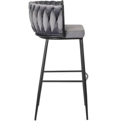 Барный стул бархатный MEBEL ELITE FLORES Velvet серый / черный фотография