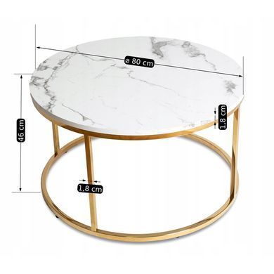 Журнальный столик CLIFF MAX MEBEL ELITE 80x80 Белый мрамор фотография