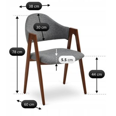 Стул MEBEL ELITE RUIZ ткань серый/орех фотография