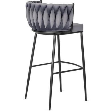 Барный стул бархатный MEBEL ELITE FLORES Velvet серый / черный фотография