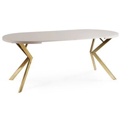 Стол раскладной круглый MEBEL ELITE DORIAN 80(160)х80 см Кашемир/золото фотография