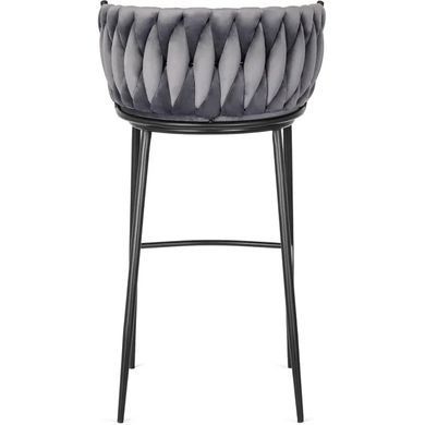 Барный стул бархатный MEBEL ELITE FLORES Velvet серый / черный фотография