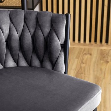 Барный стул бархатный MEBEL ELITE FLORES Velvet серый / черный фотография