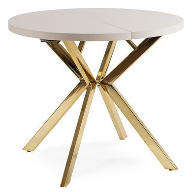 Стол раскладной круглый MEBEL ELITE DORIAN 80(160)х80 см Кашемир/золото фотография