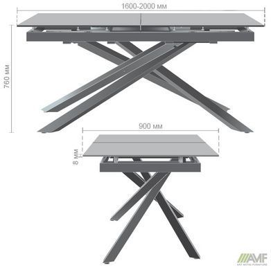 Стіл розкладний Gerald anthracite AMF 160(200)X90 glass Slate gray фотографія