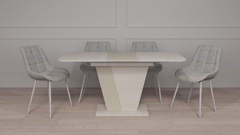 Стол раскладной FOREST D/A Intarsio 120(160)x80 стоун бейж/шелковый камень фотография