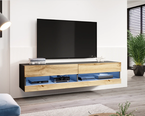 ТВ Тумба VIGO RTV Cama 180 New Чорний Мат / Дуб Вотан фотографія