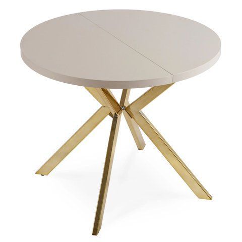 Стол раскладной круглый MEBEL ELITE DORIAN 80(160)х80 см Кашемир/золото фотография