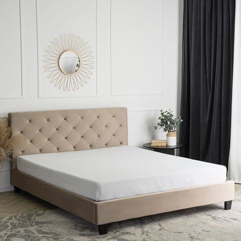 Ліжко оксамитове MEBEL ELITE QUEEN Velvet 160x200см Беж фотографія