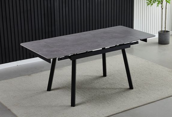 Стіл розкладний MADRID CERAMIC Intarsio 120(180)*85 GRIGIO LATTE MATT Чорний фотографія